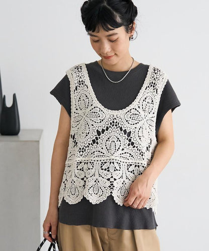 【套裝商品】蕾絲背心 T恤套裝