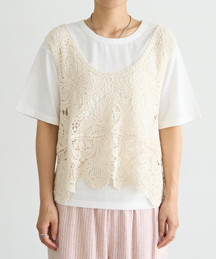 【套裝商品】蕾絲背心 T恤套裝