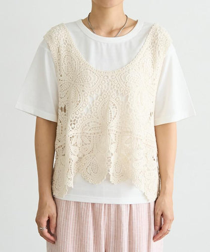 【套裝商品】蕾絲背心 T恤套裝