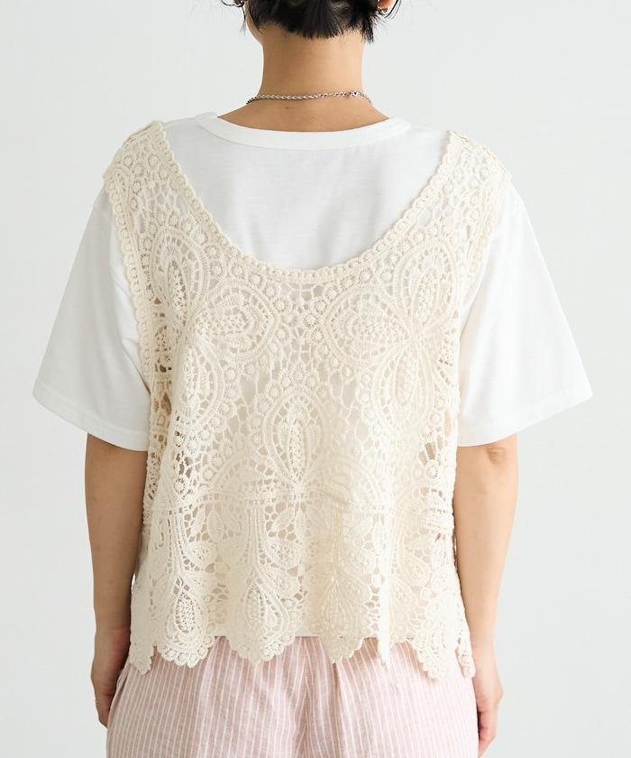 【套裝商品】蕾絲背心 T恤套裝