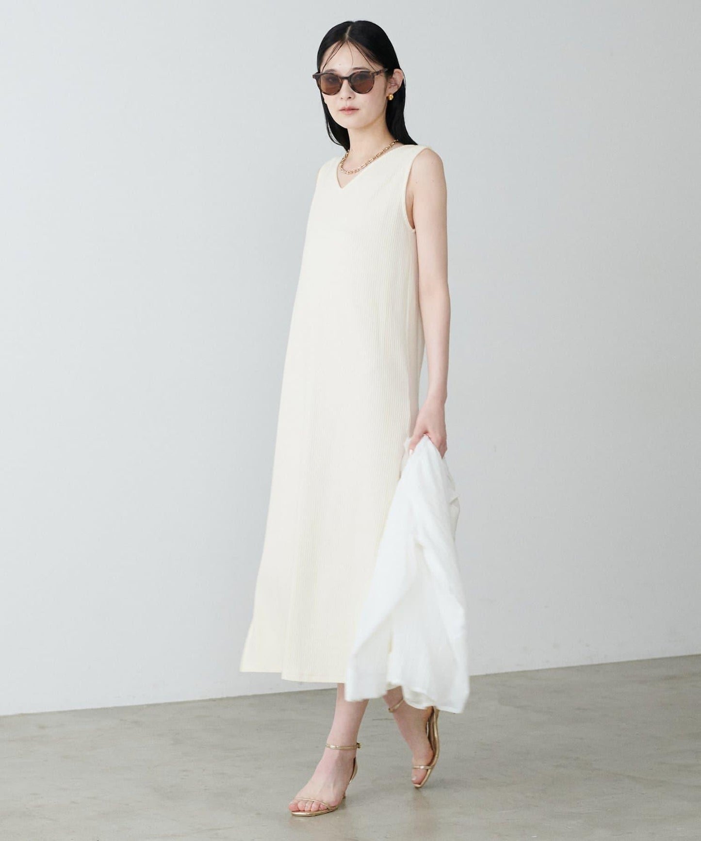 前後2WAY側開衩T恤連衣裙