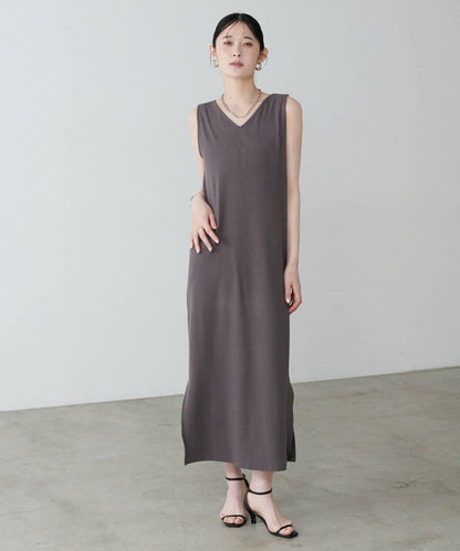 前後2WAY側開衩T恤連衣裙