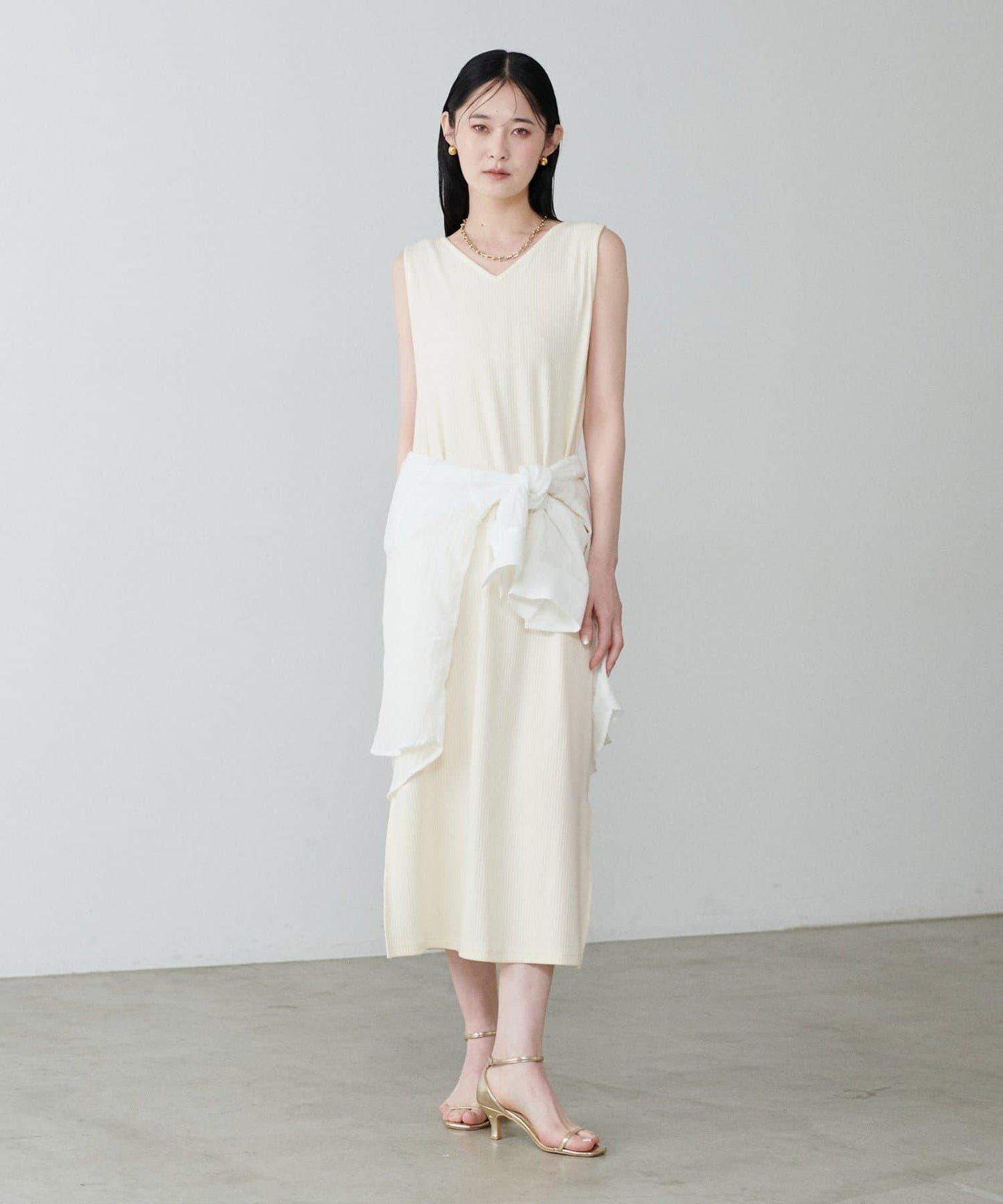 前後2WAY側開衩T恤連衣裙