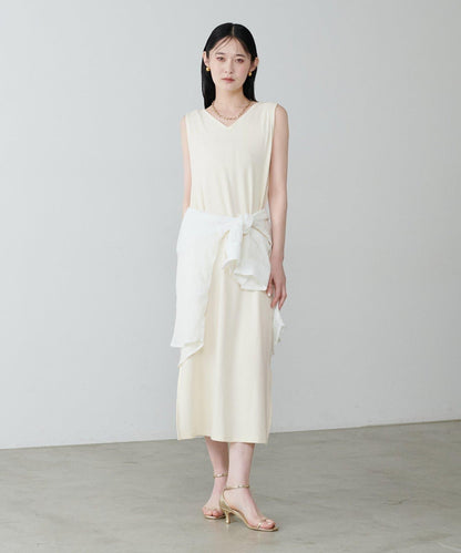 前後2WAY側開衩T恤連衣裙