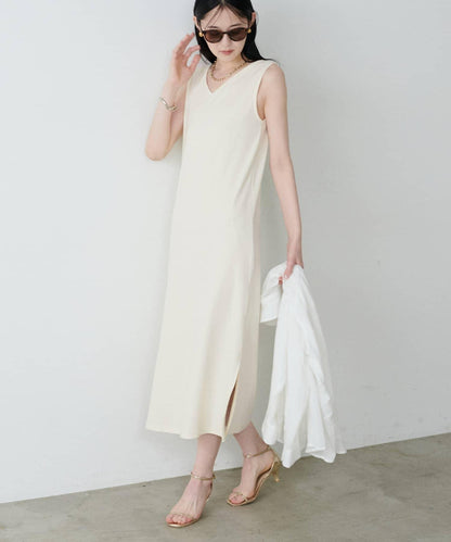 前後2WAY側開衩T恤連衣裙