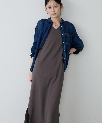 前後2WAY側開衩T恤連衣裙