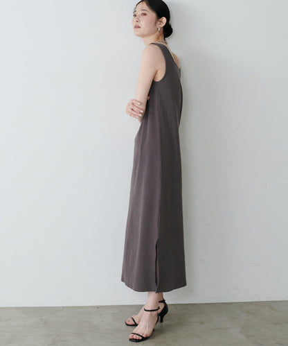 前後2WAY側開衩T恤連衣裙