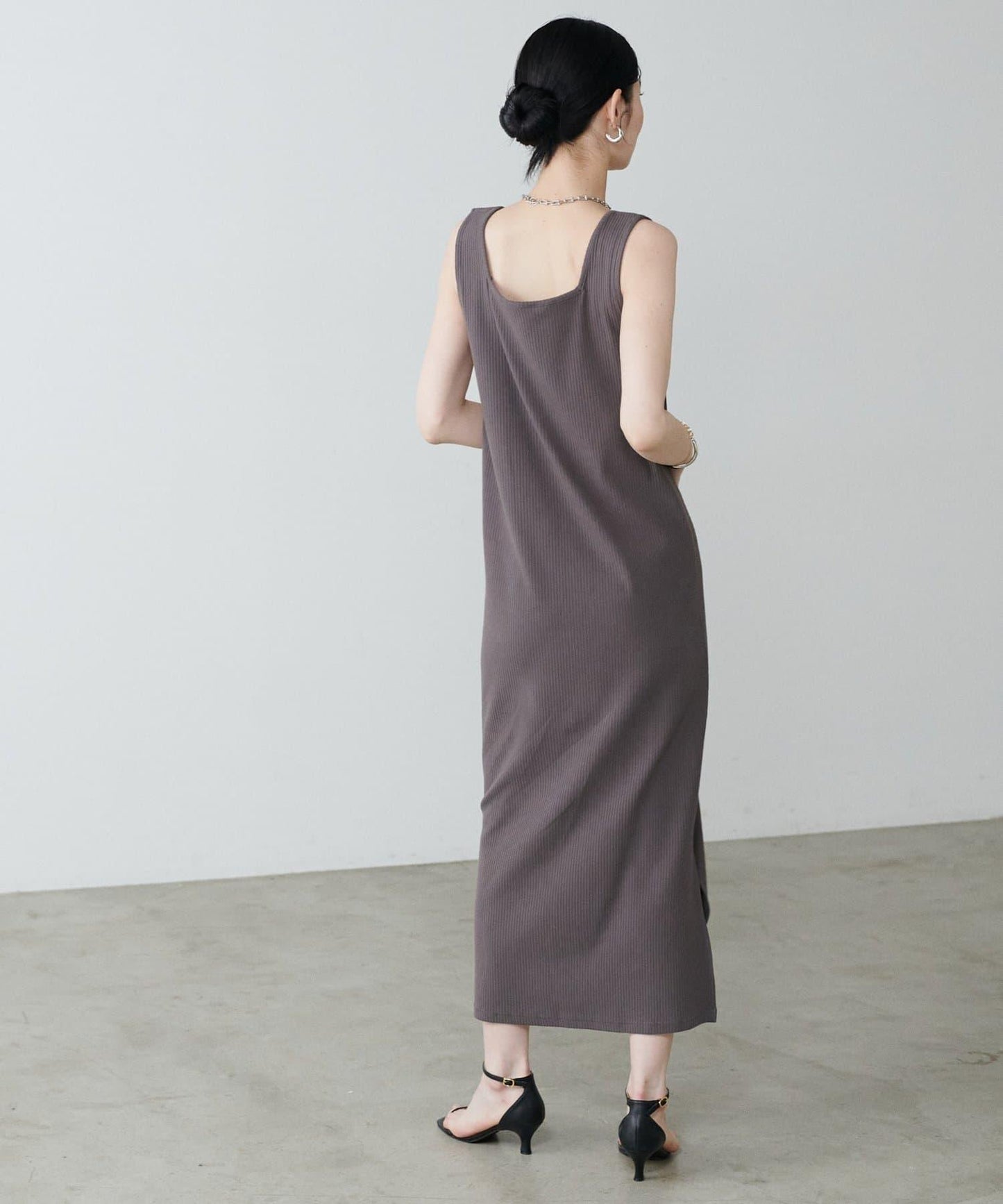 前後2WAY側開衩T恤連衣裙