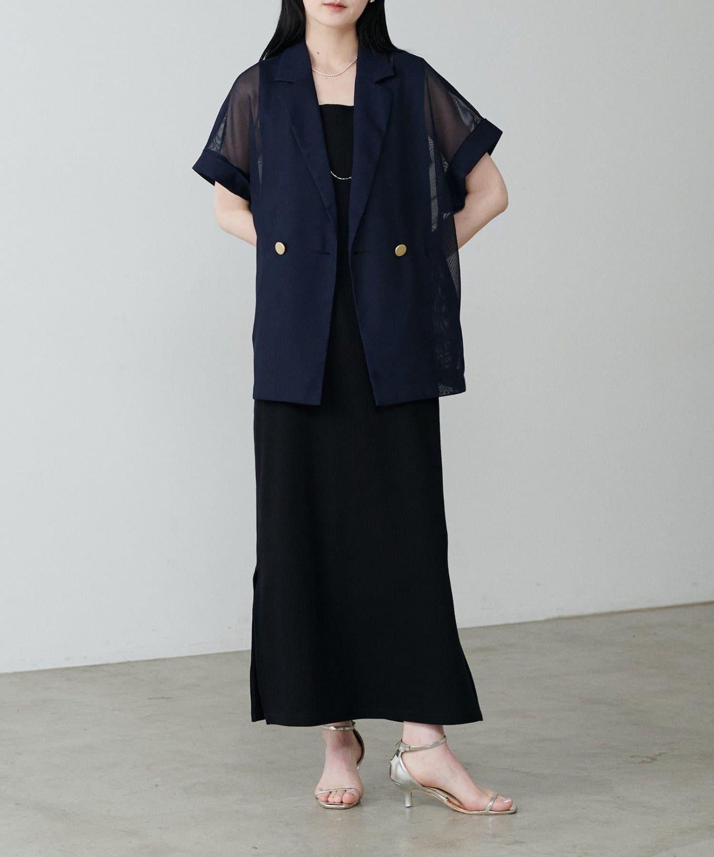 前後2WAY側開衩T恤連衣裙