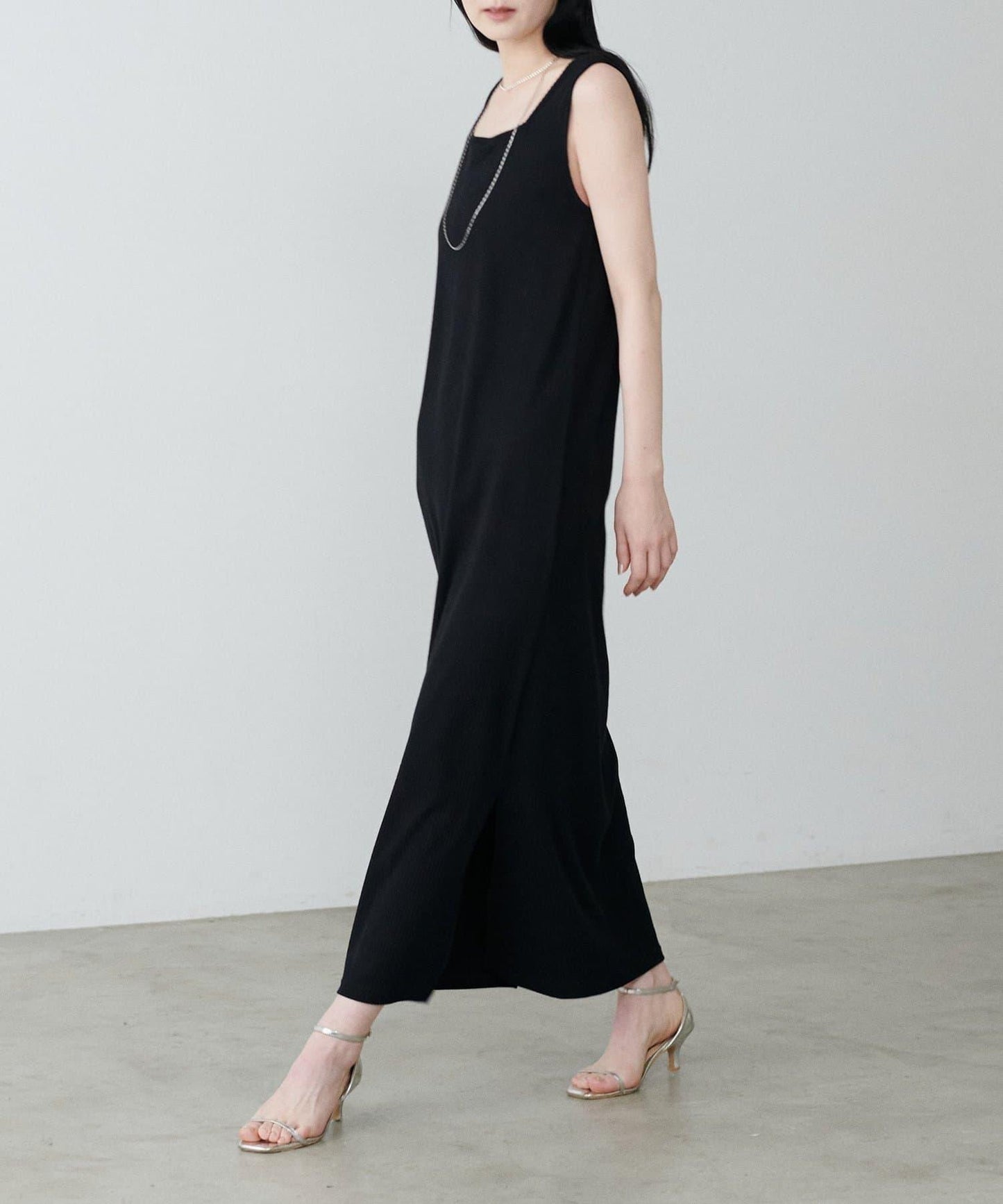 前後2WAY側開衩T恤連衣裙