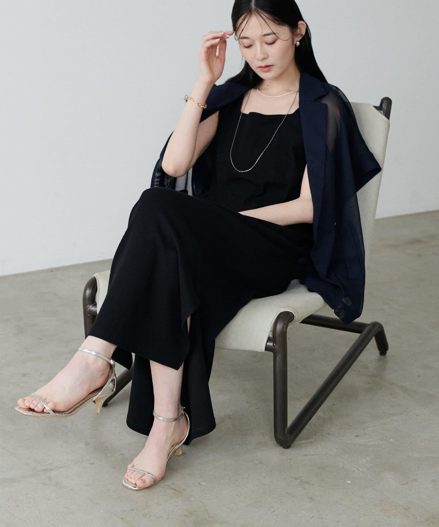 前後2WAY側開衩T恤連衣裙