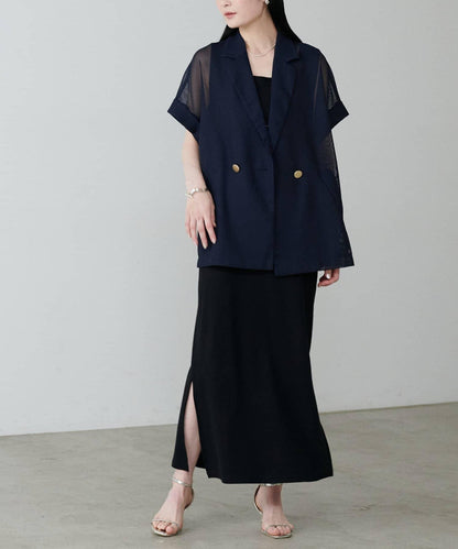 前後2WAY側開衩T恤連衣裙