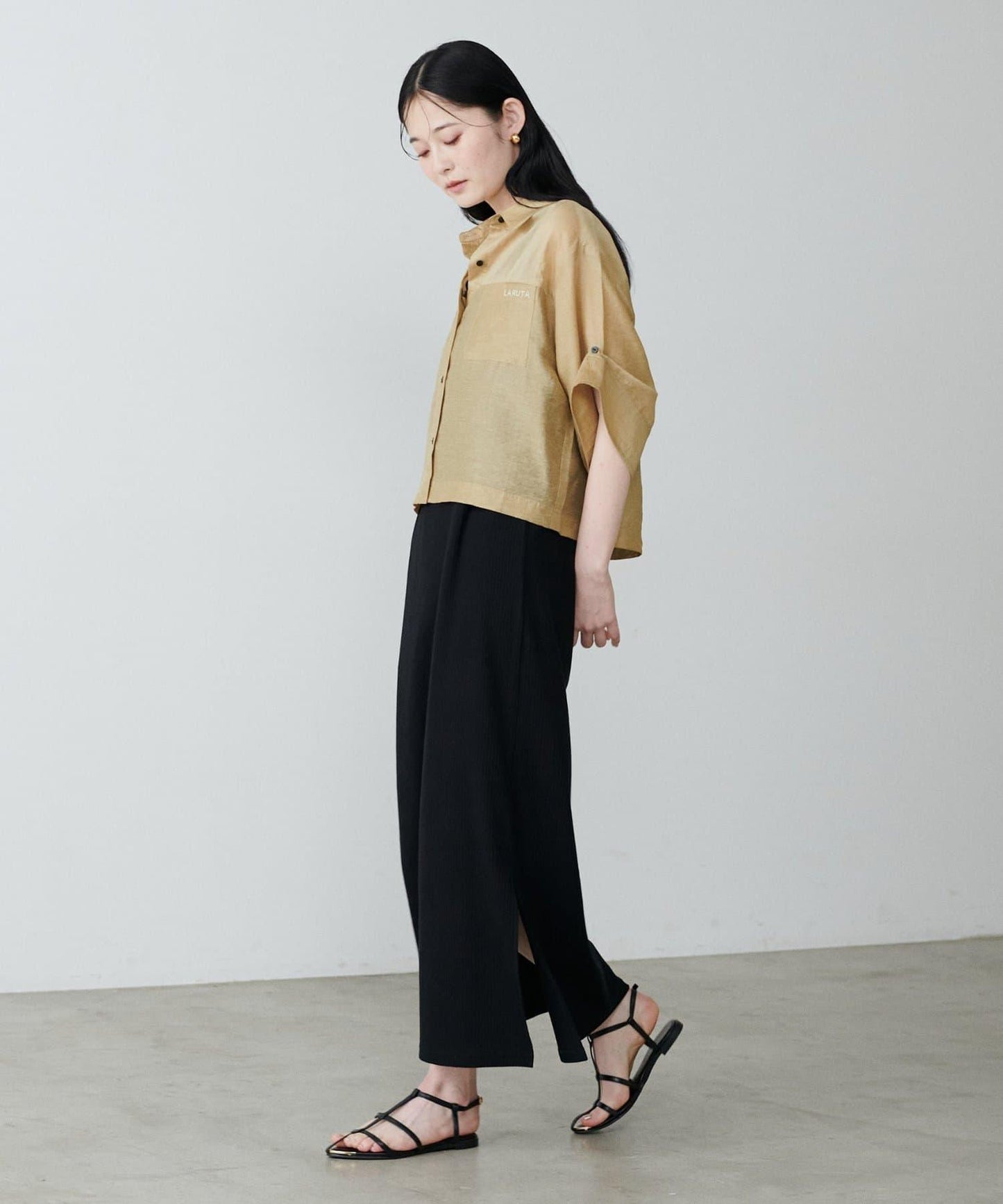 前後2WAY側開衩T恤連衣裙