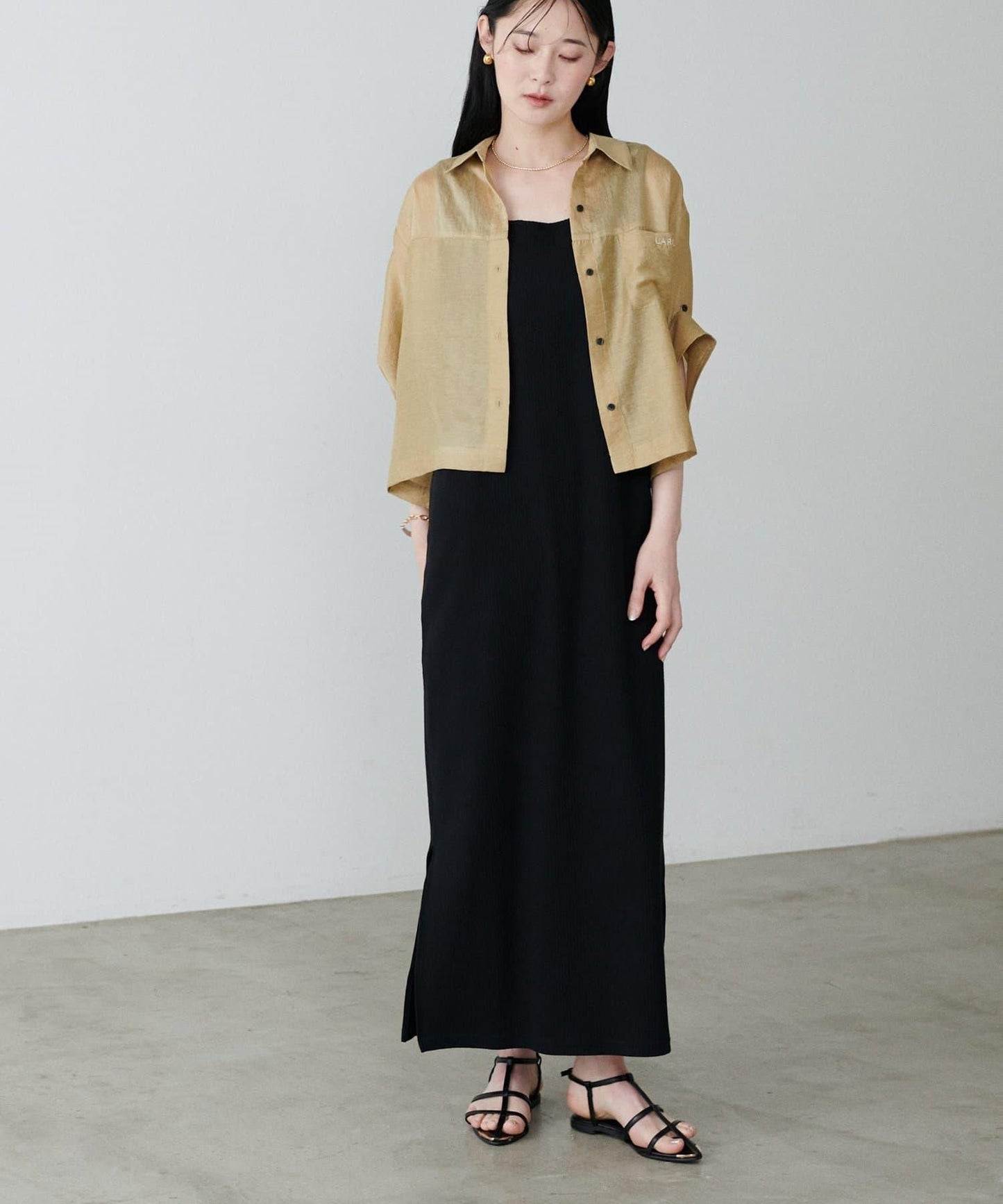 前後2WAY側開衩T恤連衣裙