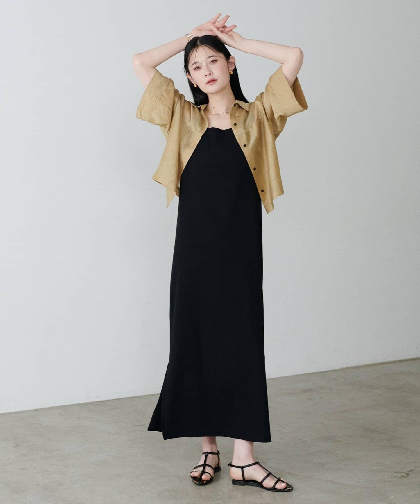 前後2WAY側開衩T恤連衣裙