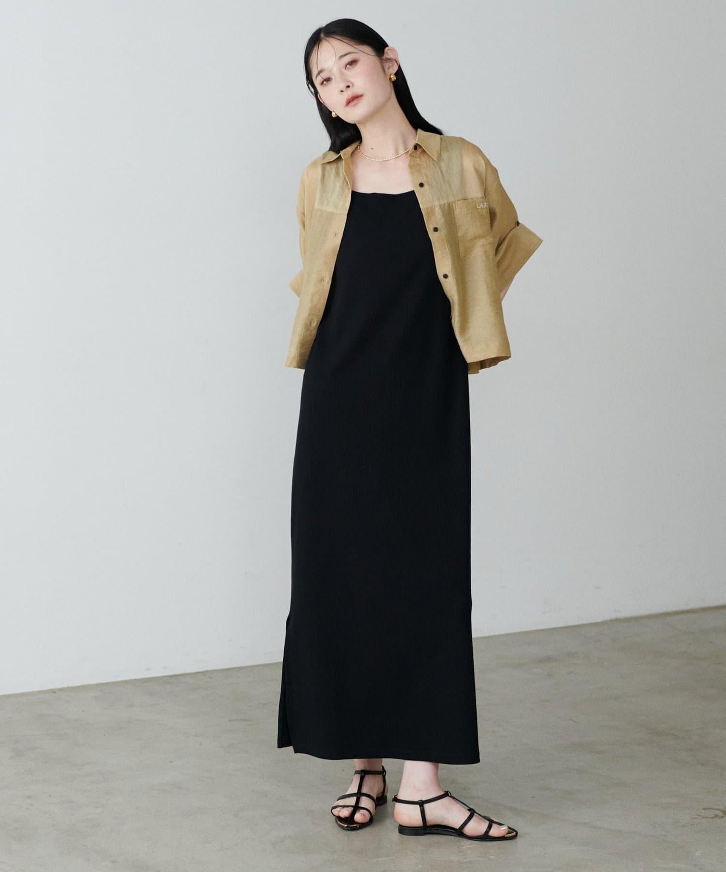 前後2WAY側開衩T恤連衣裙