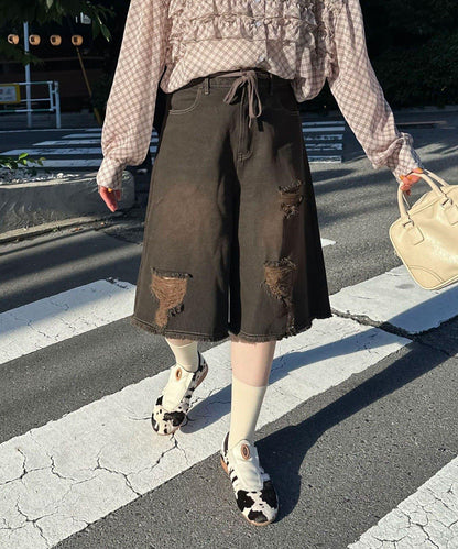 超破壞半身牛仔褲