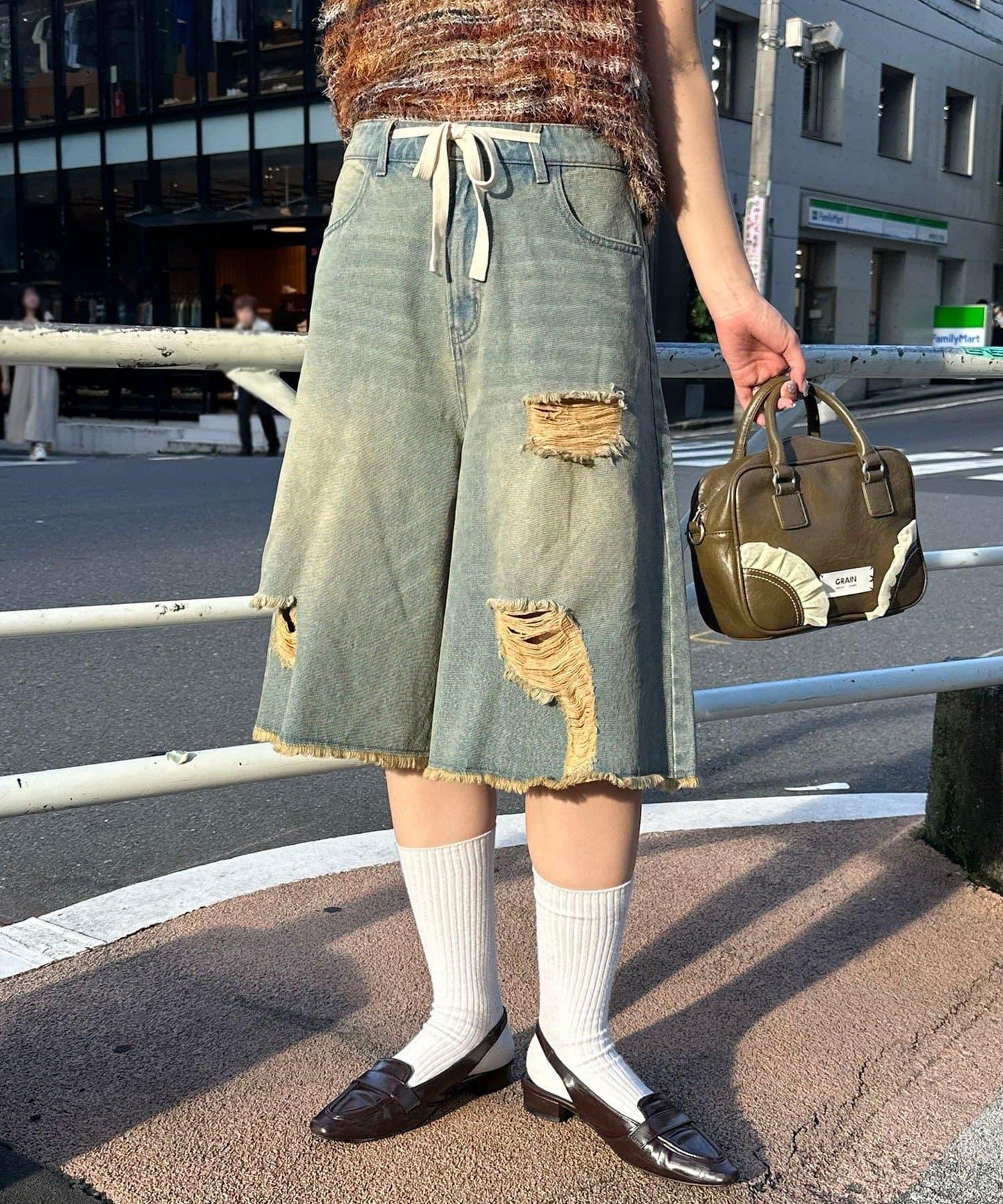 超破壞半身牛仔褲