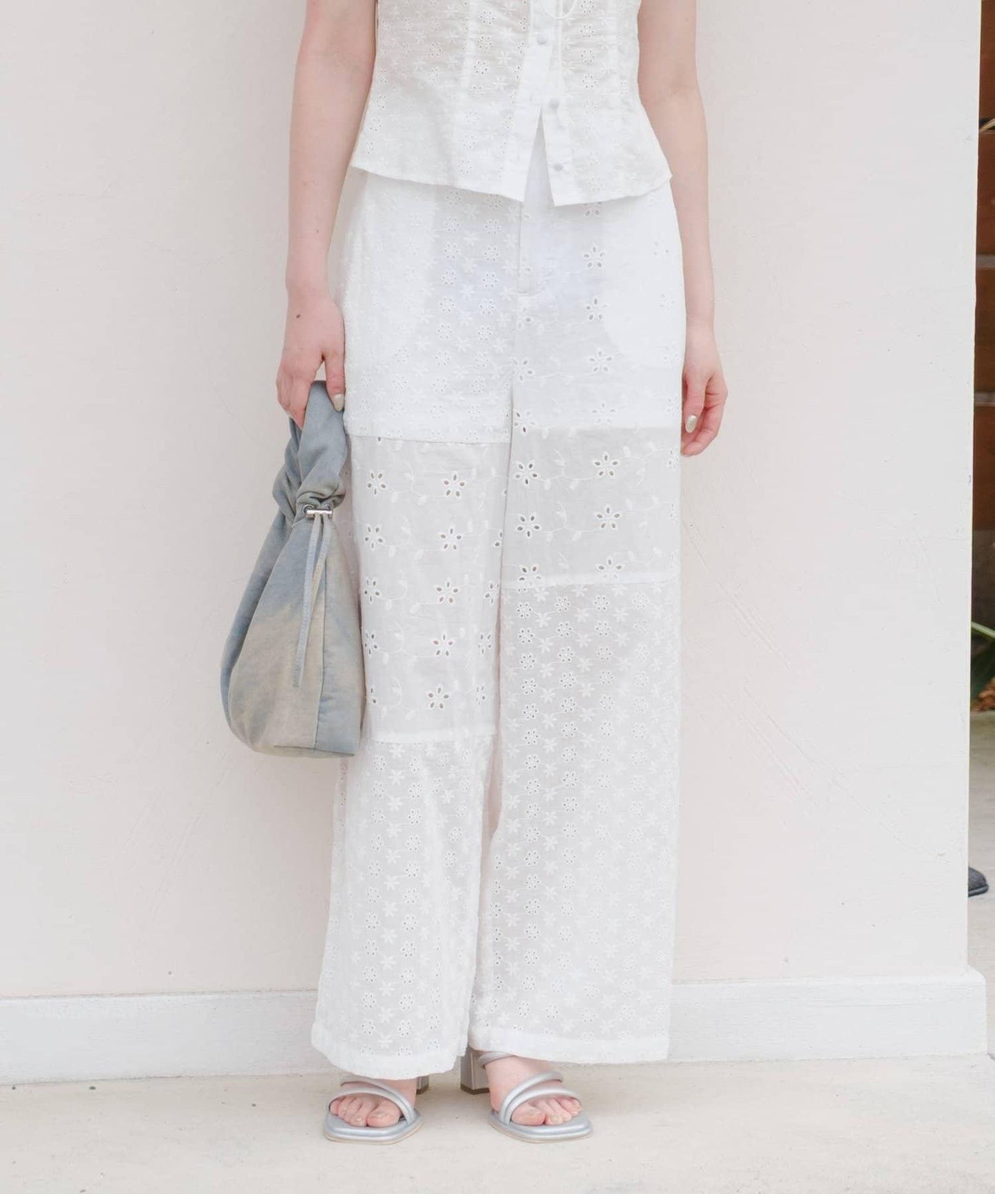 Kastane 棉質蕾絲拼接褲