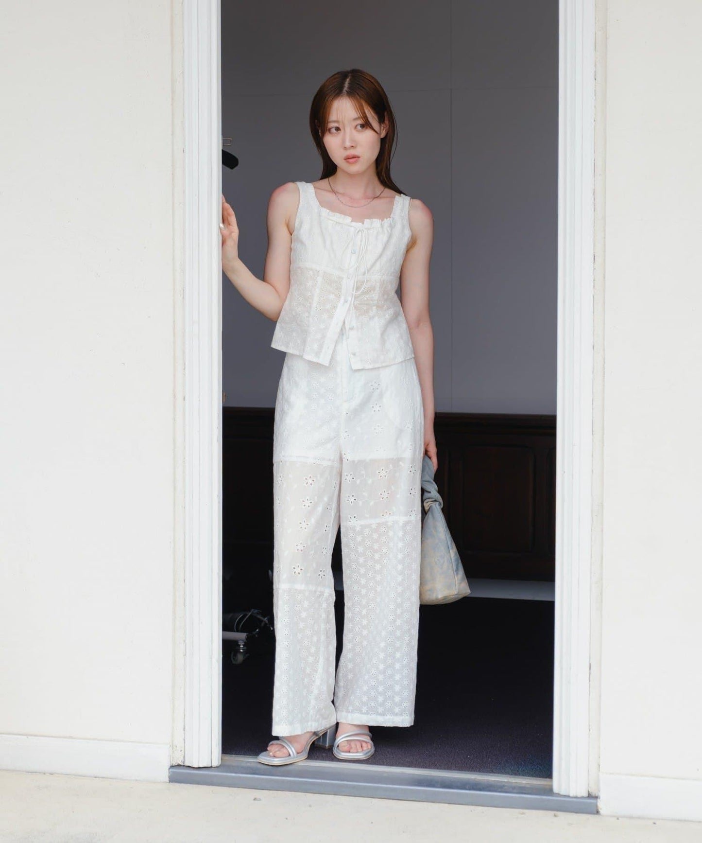 Kastane 棉質蕾絲拼接褲