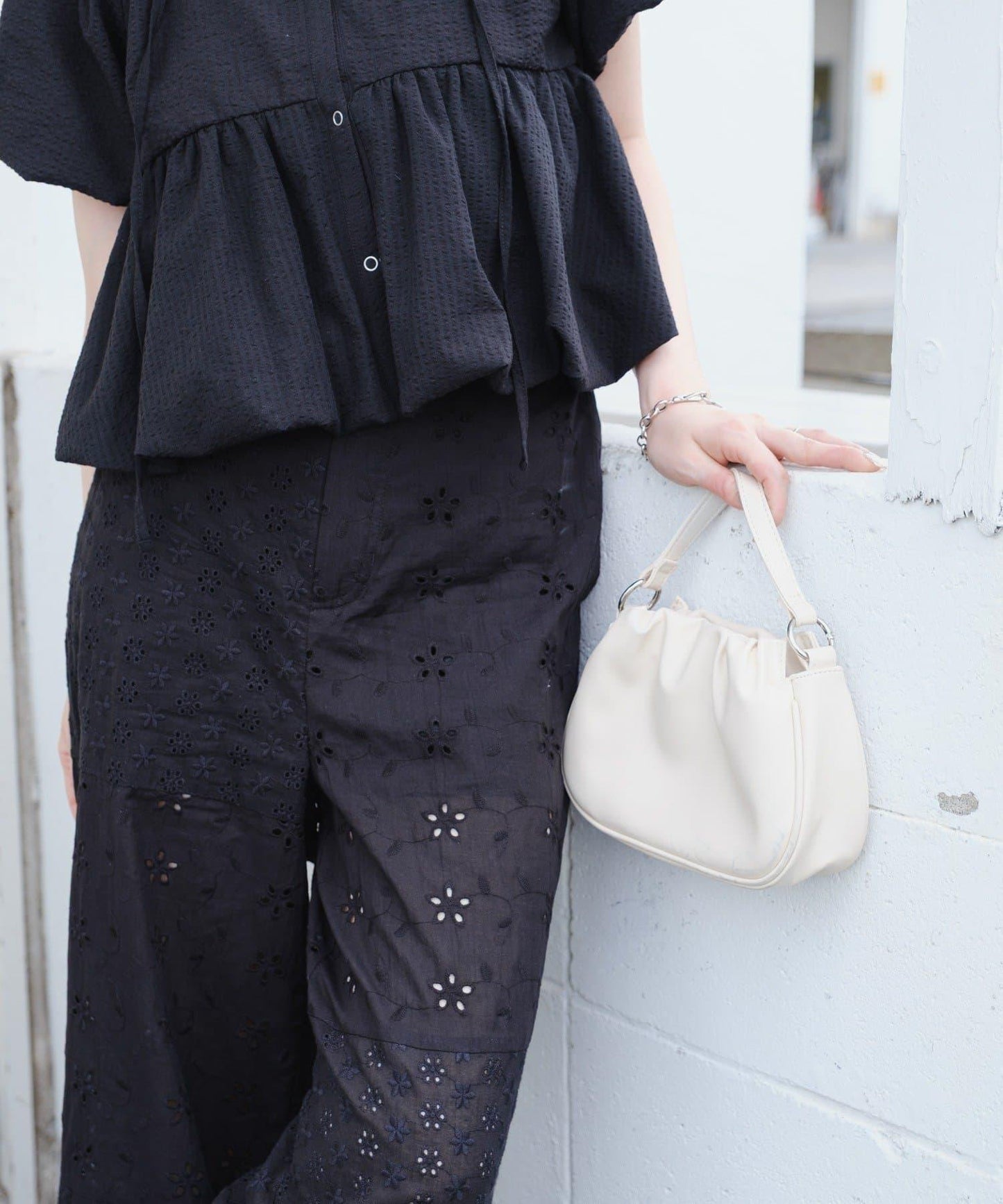 Kastane 棉質蕾絲拼接褲