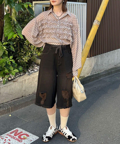 超破壞半身牛仔褲