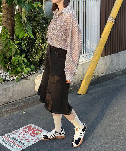 超破壞半身牛仔褲