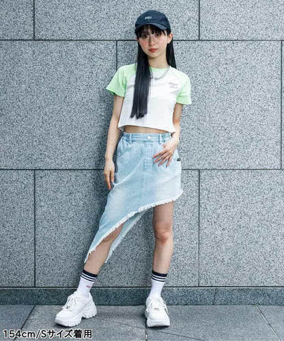 不對稱牛仔裙
