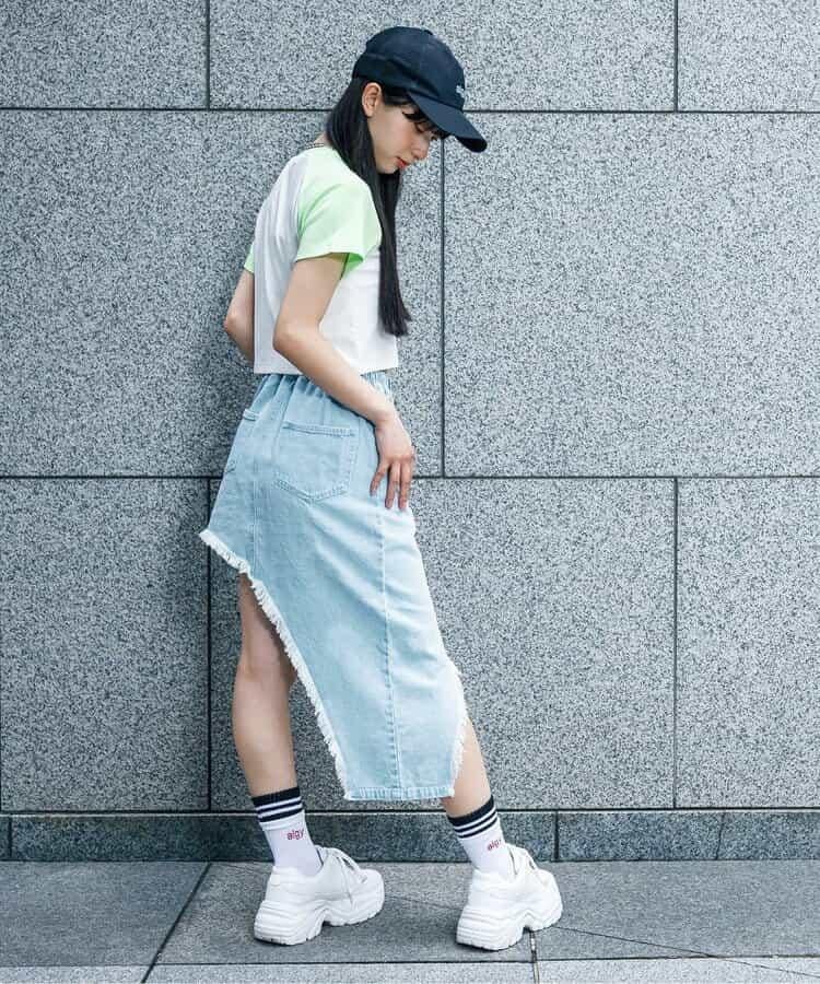 不對稱牛仔裙