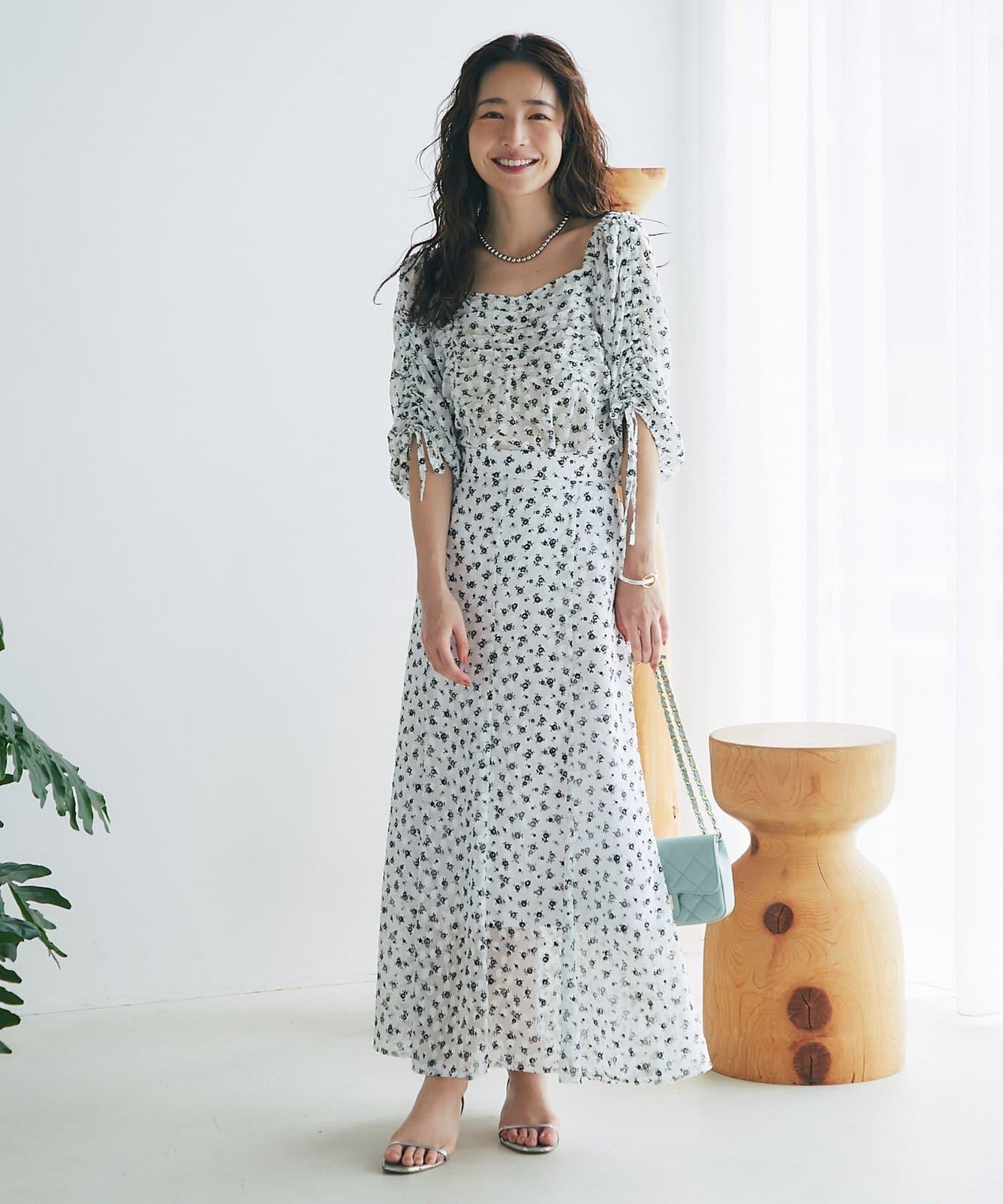 單色小花印花人魚裙