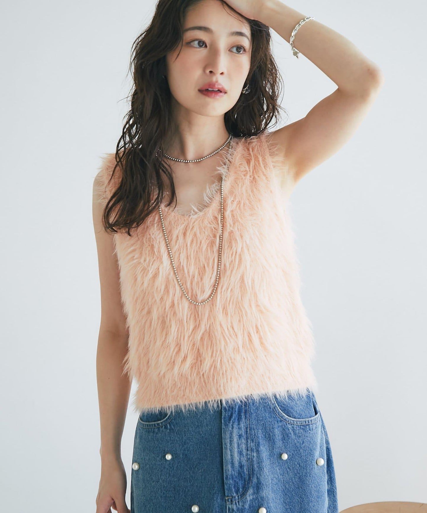 【La boutique BonBon】長款羽毛前後兩穿針織背心