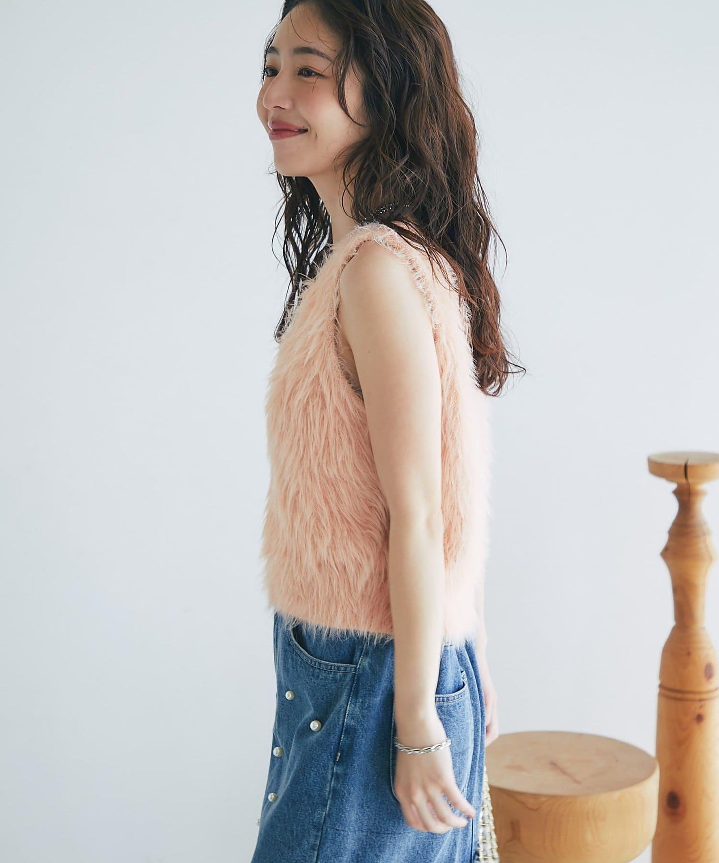 【La boutique BonBon】長款羽毛前後兩穿針織背心