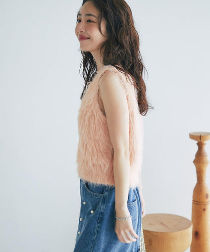 【La boutique BonBon】長款羽毛前後兩穿針織背心