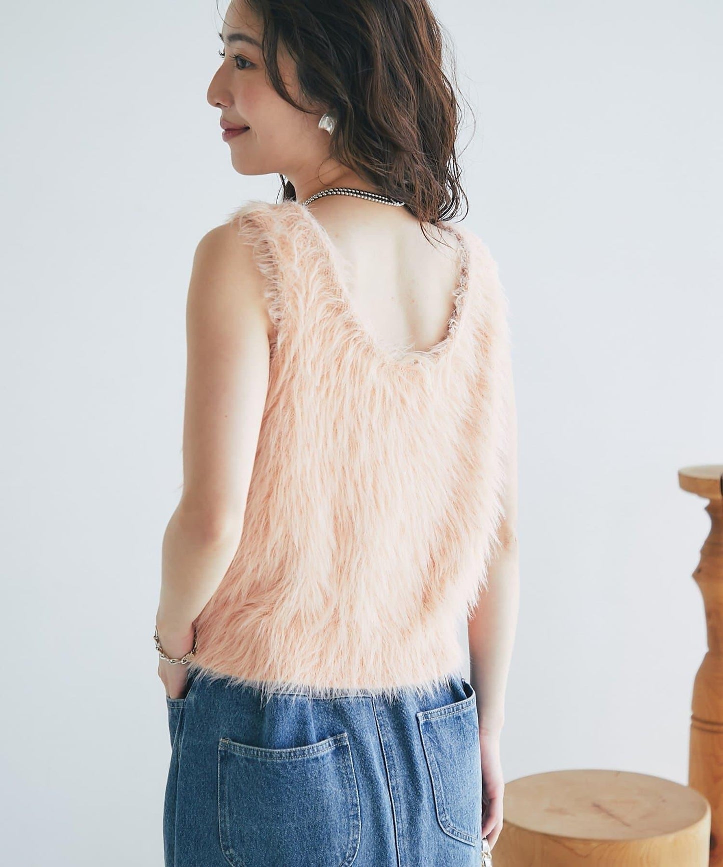 【La boutique BonBon】長款羽毛前後兩穿針織背心