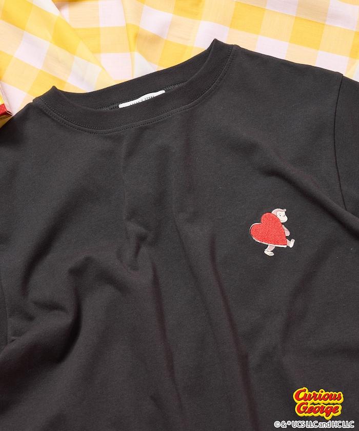 《小猴子喬治》心形刺繡T恤