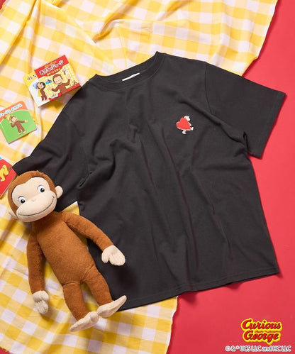 《小猴子喬治》心形刺繡T恤