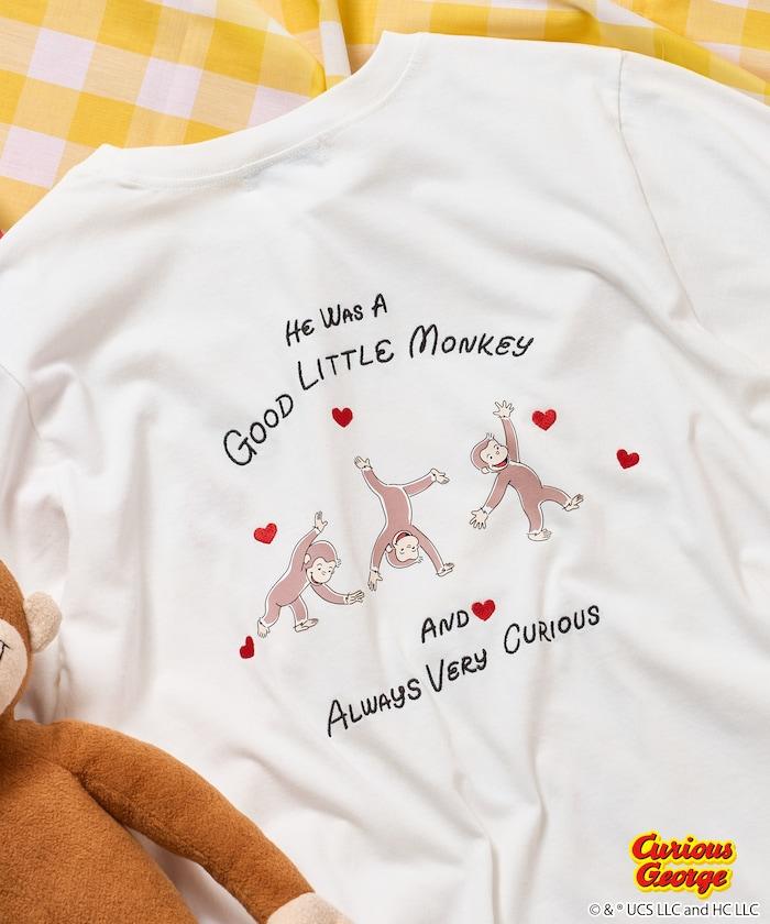 《小猴子喬治》心形刺繡T恤