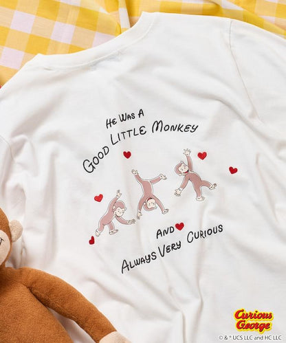 《小猴子喬治》心形刺繡T恤