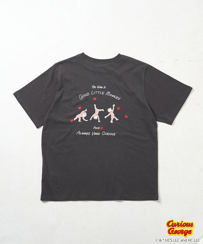 《小猴子喬治》心形刺繡T恤