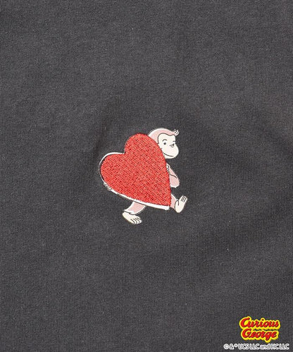 《小猴子喬治》心形刺繡T恤