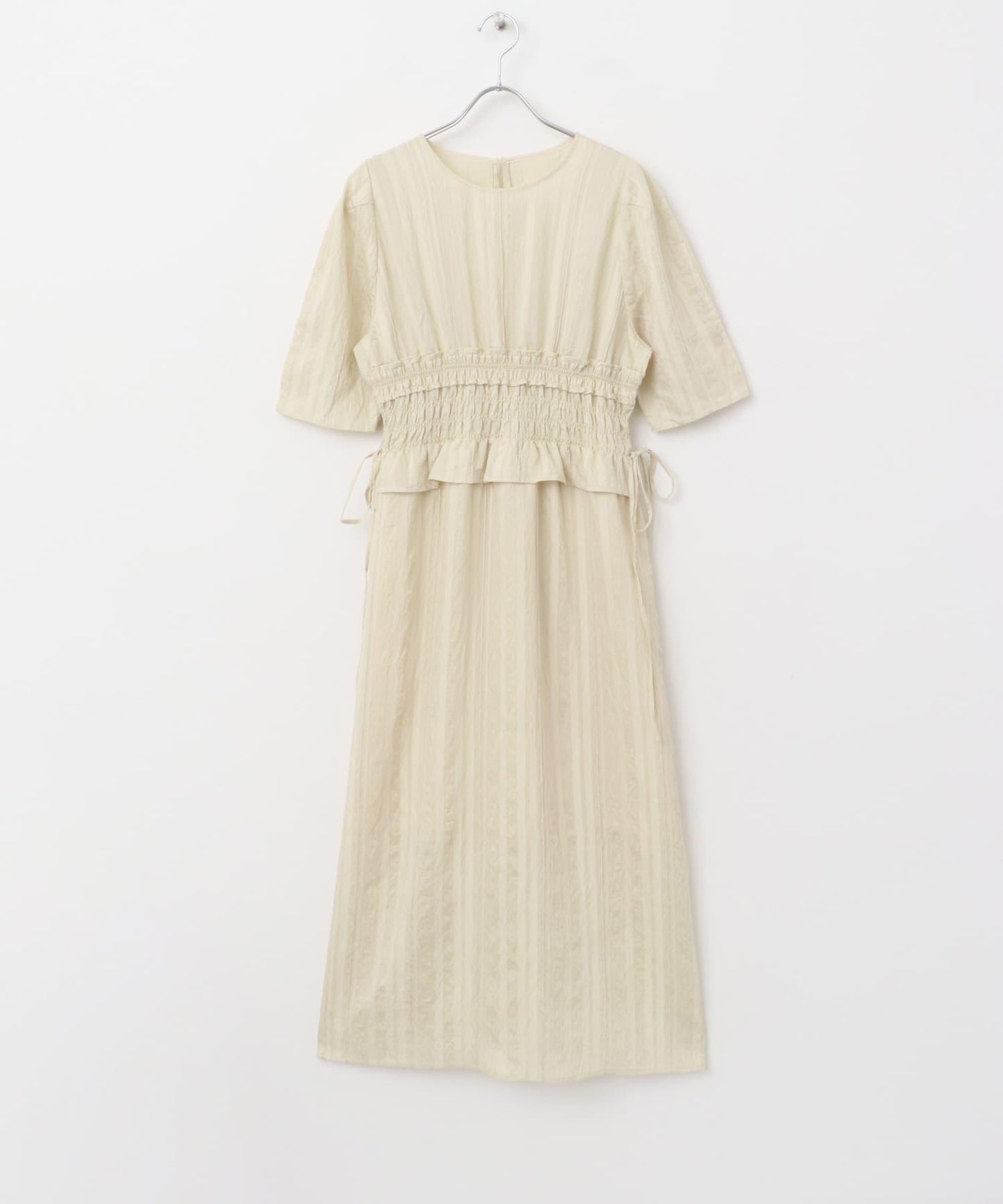 荷葉邊褶皺拼接連衣裙