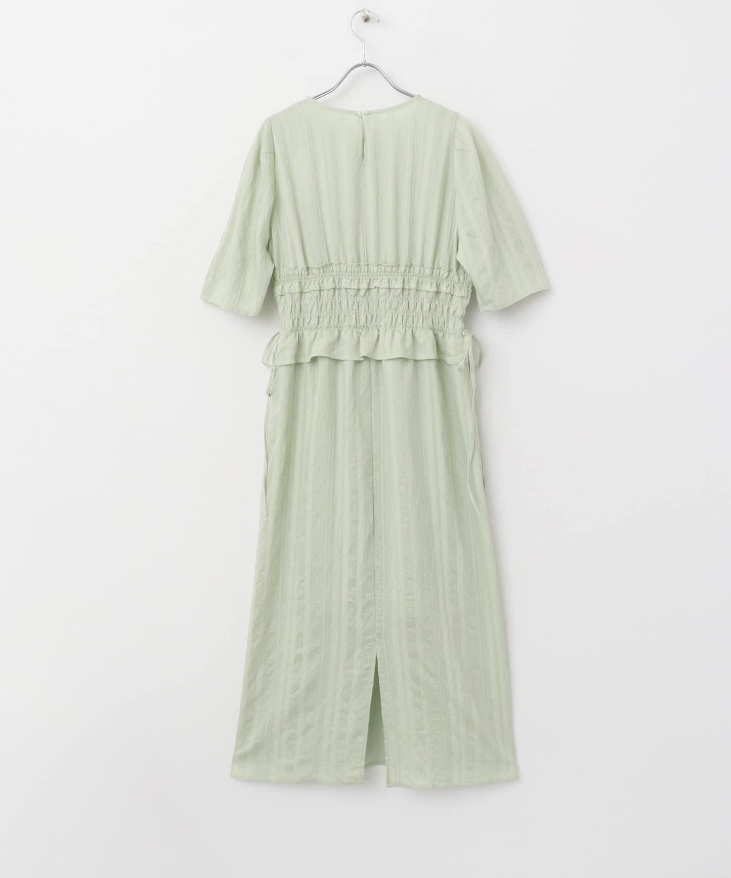 荷葉邊褶皺拼接連衣裙