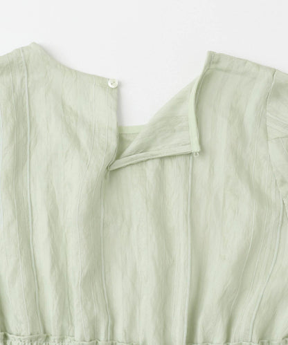 荷葉邊褶皺拼接連衣裙