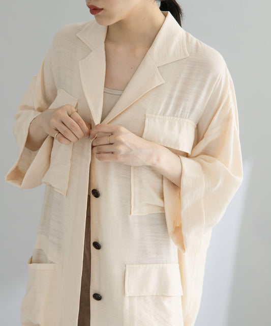 後背開口寬鬆襯衫