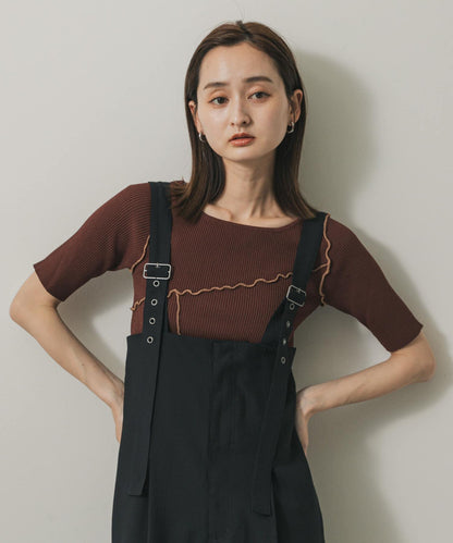 不對稱荷葉邊針織衫