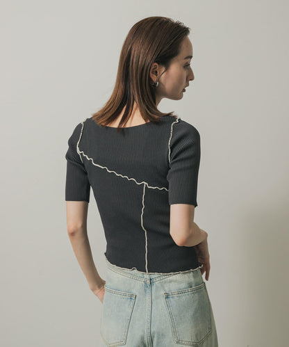 不對稱荷葉邊針織衫