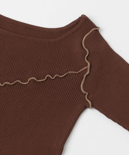 不對稱荷葉邊針織衫