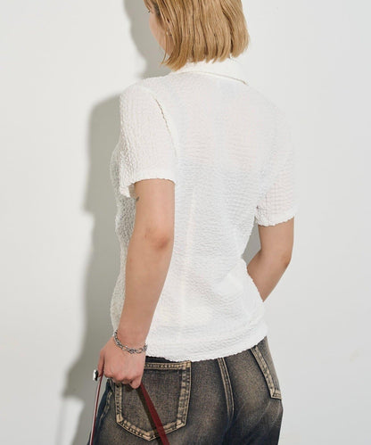 立體褶皺設計 聚攏褶飾 襯衫