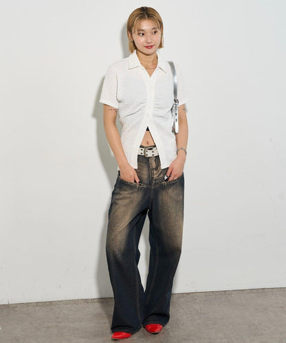 立體褶皺設計 聚攏褶飾 襯衫