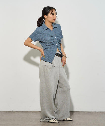 立體褶皺設計 聚攏褶飾 襯衫